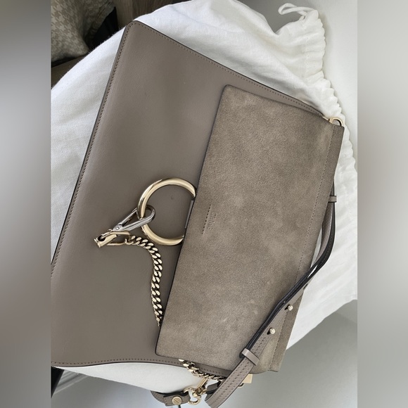 Chloe calfskin suede medium Faye shoulder bag Grey* authentic excellent conditio - Picture 9 of 14